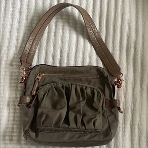 MZ Wallace gray bag with rose gold hardware